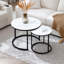 Ensemble de 2 tables basses gigognes à motif circulaire en marbre, peu encombrantes pour la vie moderne et le décor de chambre à coucher-210178825