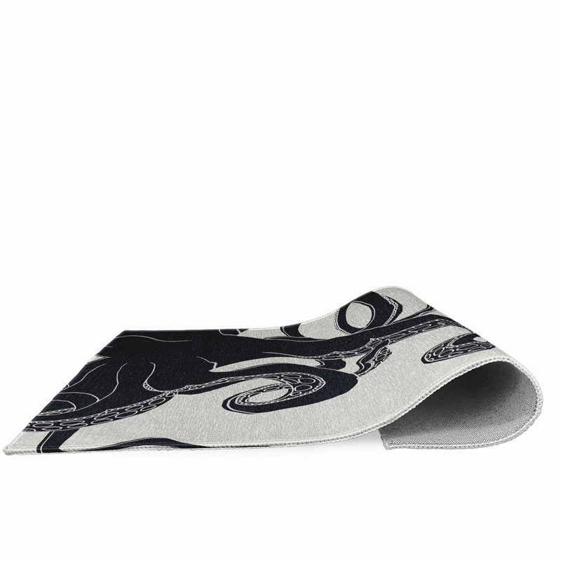 Tapis bleu requin tissé à plat Llukan, Rectangle 1 pi 5 po x 2 pi 5 po