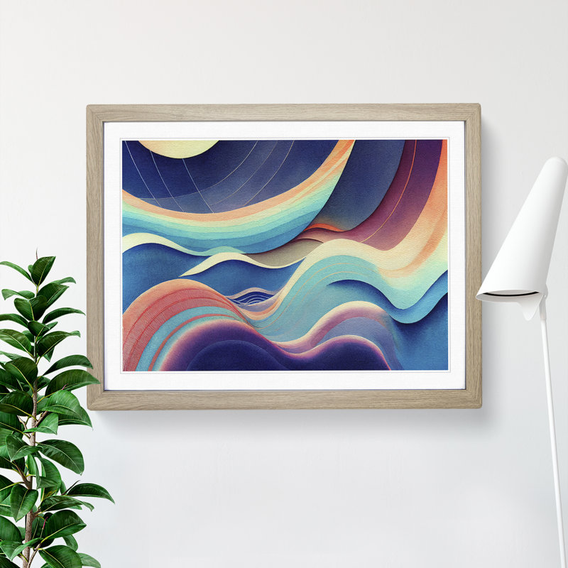 Watercolour Soundwave Vol.3 Abstract - Single Picture Frame Print, 46cm H x 64cm W, Grey