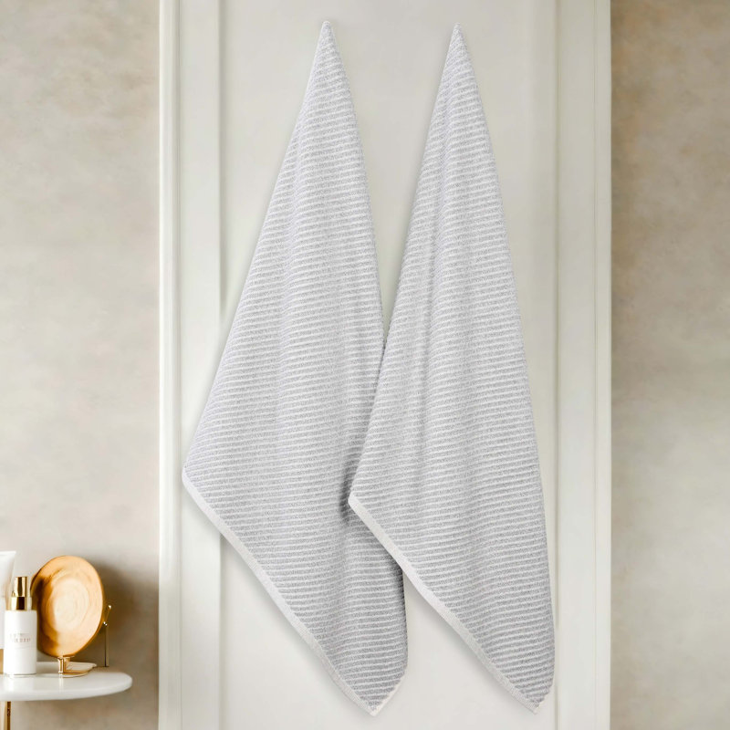 Draps de bain en mélange de coton et viscose Amelia, Platine