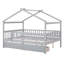 Lit de maison en bois avec deux tiroirs, design imaginatif pour les enfants, rangement spacieux et fabrication solide