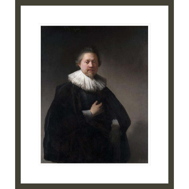 «Portrait of a Man» par Rembrandt van Rijn - Reproduction giclée encadrée, H 21,14 po x l 17,75 po