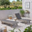 Acacia Wood Chaise Lounges With Wicker Seats And Pull-Out Tray For Outdoor Relaxation