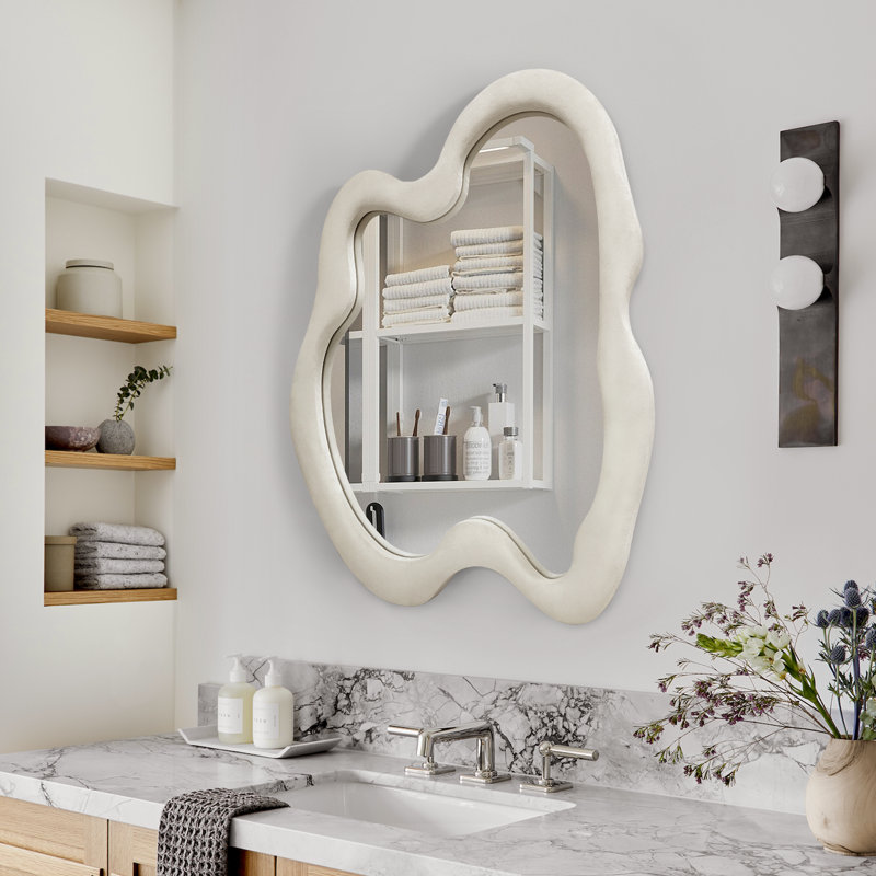 Gotthold Asymmetrical Wall Mirror, 28" x 36", Beige