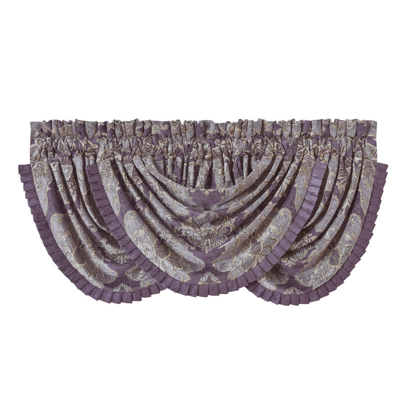 Dominique Lavender Polyester Waterfall Valance with Frills