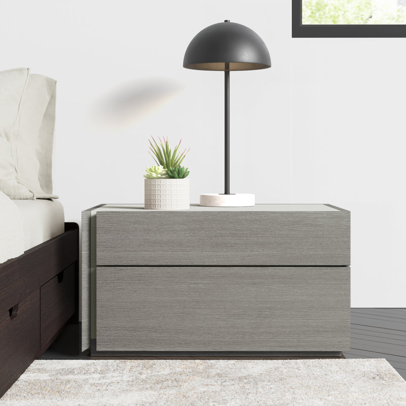 Mcgruder 2-Drawer Nightstand, Gray, Left