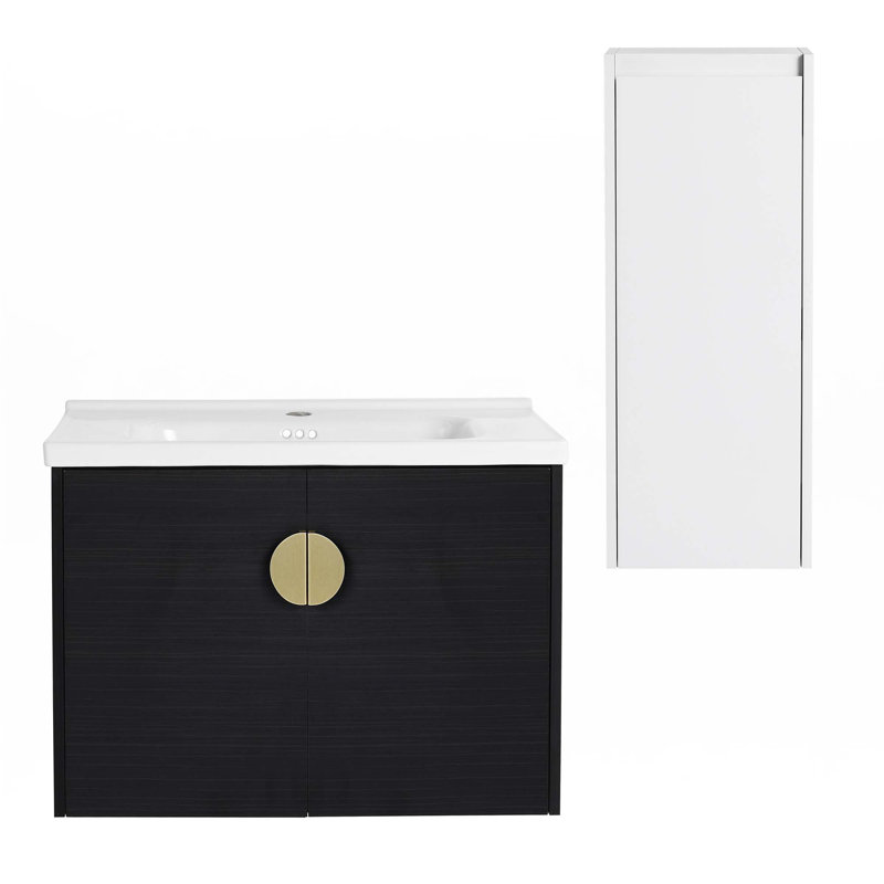Meuble-lavabo mural avec lavabo en céramique et armoire d'appoint, 28"