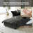 Plush Dark Gray Upholstered Chenille Accent Chair with Oversized Cloud Cushions and Movable Ottoman-1780214463