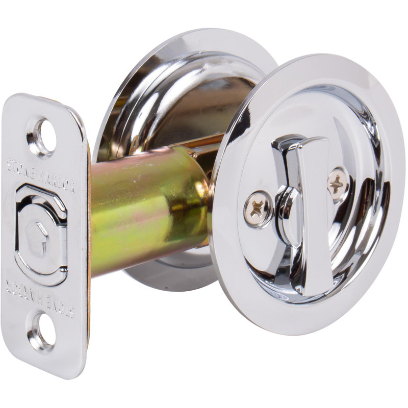 Serrure ronde pour porte escamotable, Chrome poli