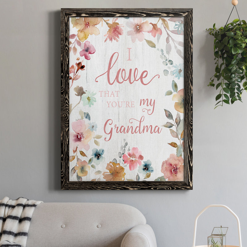«Love Grandma», art textuel sur toile, H 31,5 po x l 23,5 po x P 1,5 po, Noir
