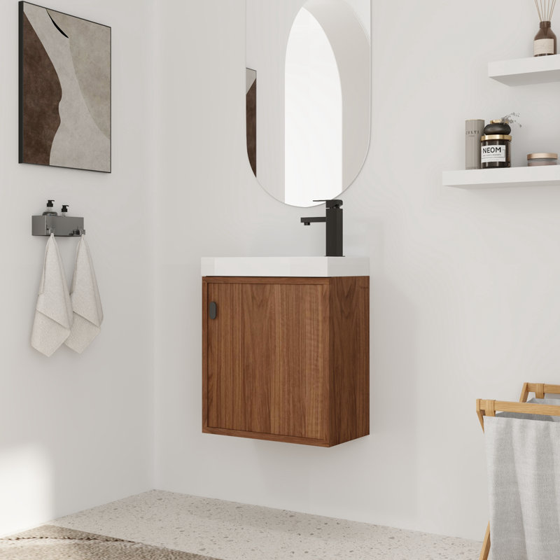 Meuble-lavabo simple 18,5 po avec plateau en résine, Noyer