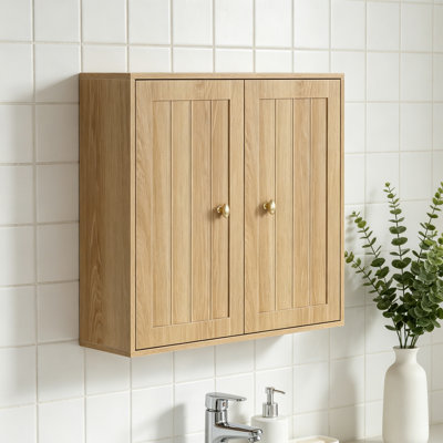 Modern Bathroom Wall Cabinet With Vertical Grooved Design Door