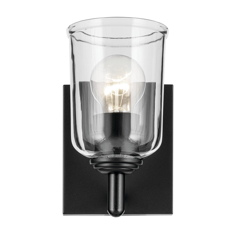 5" 1-Light Wall Sconce with Clear Glass, Satin Black