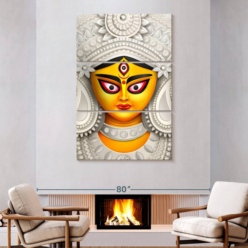 Adella, déesse indoue Durga, H 74 po x l 48 po