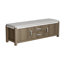 Banc de rangement rembourré 59,8 po avec pieds en bois massif, banc à chaussures en chêne gris et tabouret de bout de lit avec tablettes réglables