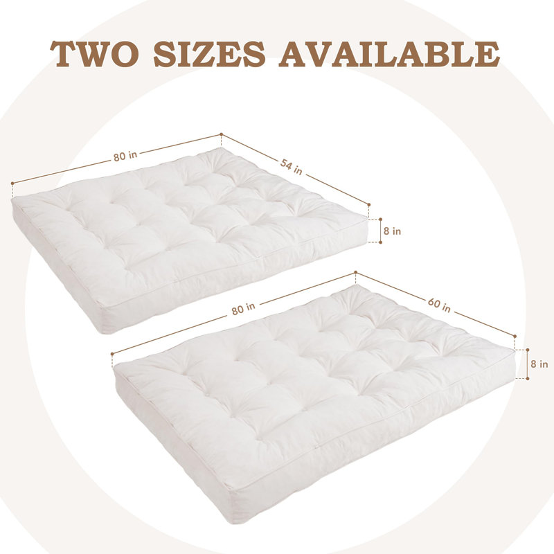 Coussin de canapé pliable de 8 pouces d'épaisseur, Double