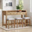 Ensemble de table de salle à manger 4 pièces, table de cuisine rétro et chaises avec 3 tiroirs de rangement-927106718