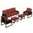 5-Person Brown Cedar Wood Gray Wicker Patio Outdoor Sofa Seating Group with Olefin Cushions, Rectangle Coffee Table-916874142