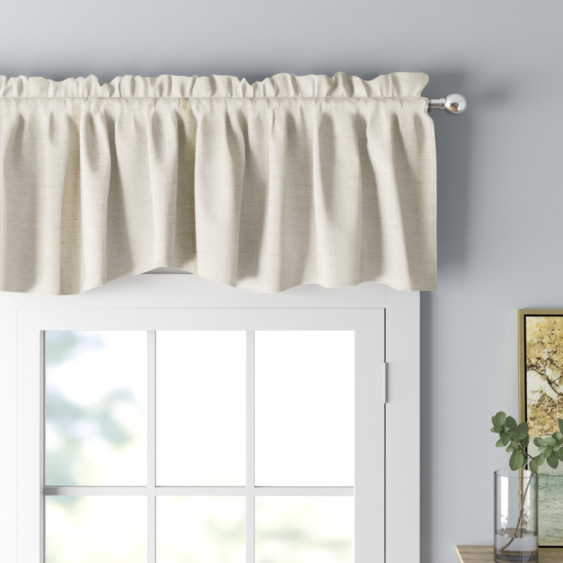 Linen Scalloped 60'' Window Valance, Beige