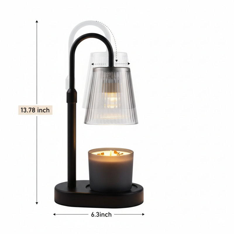 Lampe chauffante à bougie avec minuterie électrique - lumière chauffante sans mèche réglable en hauteur à intensité réglable sans chaleur de flamme, cire chaude, lumières de table parfumées, décoration de maison moderne élégante pour bocaux de salon