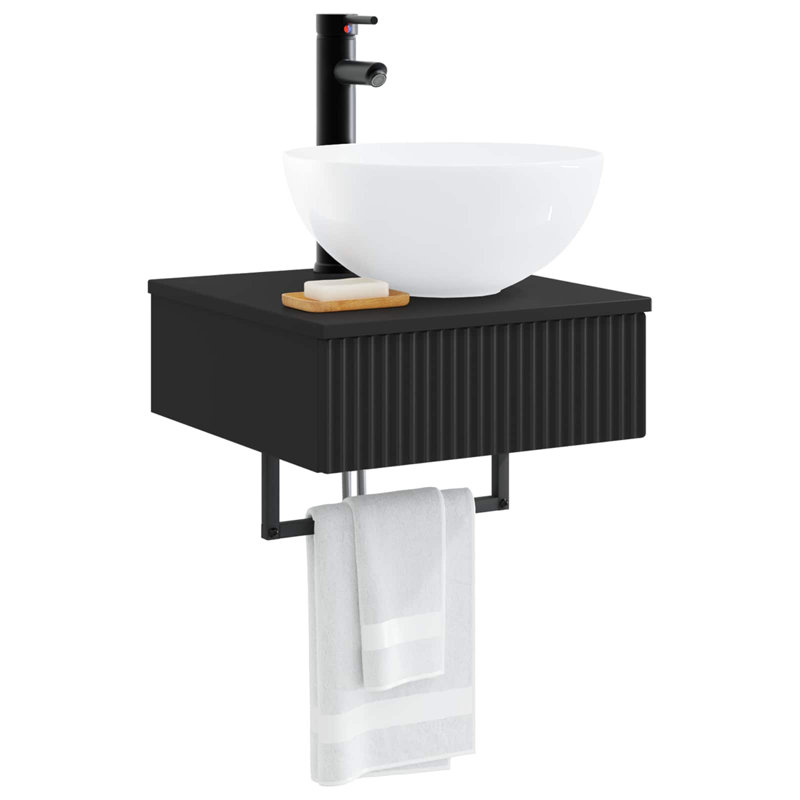 Single Bathroom Vanity with Ceramic Basin, Black