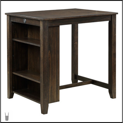 Transitional Design Dark Cherry Finish 3-Piece Counter Height Set With Display Shelf, USB Ports, And Upholstered Chairs For Modern Dining