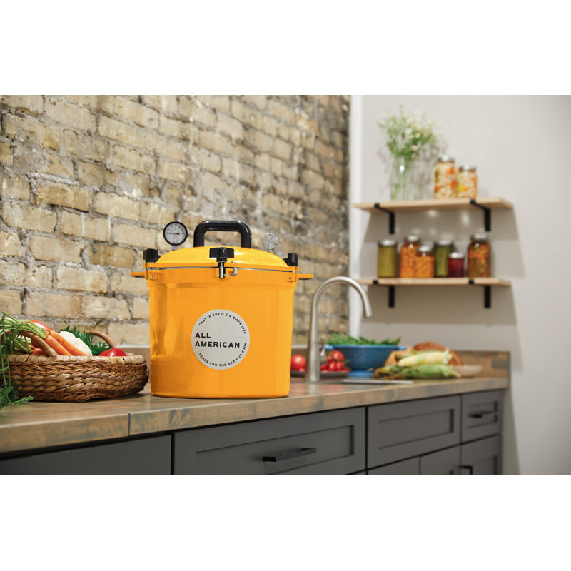 Mustard Yellow 21.5 Quart Aluminum Pressure Cooker/Canner