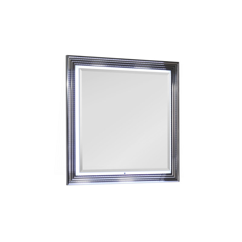 Moon Smooth White Mirror with LED, White Blue