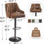 Ensemble de 4 tabourets de bar pivotants réglables en similicuir, hauteur de comptoir rembourrée avec tabouret à haut dossier pour îlot de cuisine, brun-895838035