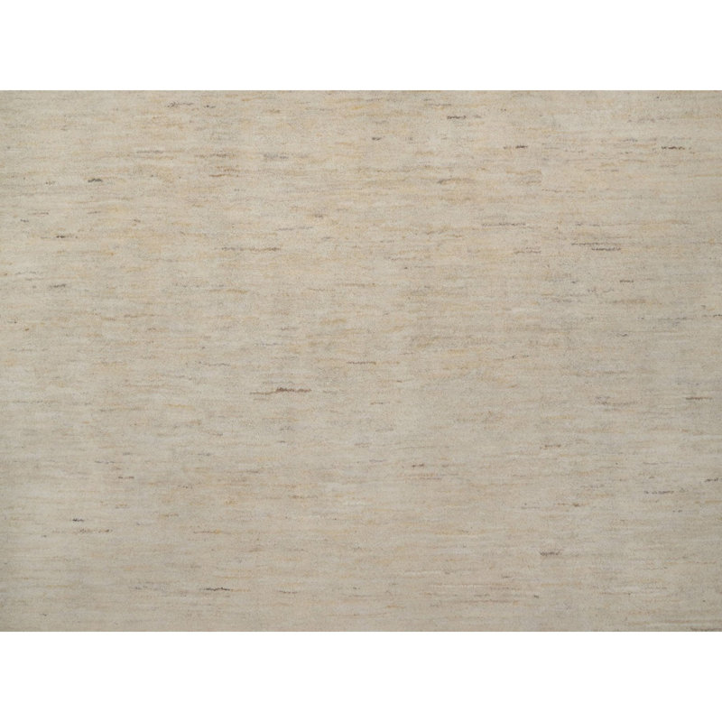 12 po x 12 pi 1 po, crème, blanc, noué à la main, moderne, motif uni, Lori Buft Gabbeh, épais et moelleux, laine naturelle non teinte, carré, tapis oriental