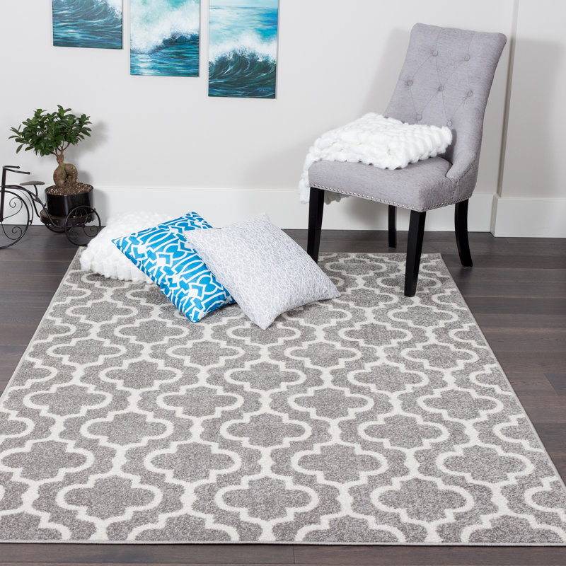 Tapis gris / blanc cassé Alkire Performance, Rectangle 4 pi 4 po x 6 pi 2 po