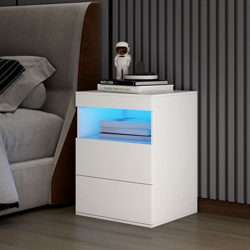 45 cm W Bedside Table, White