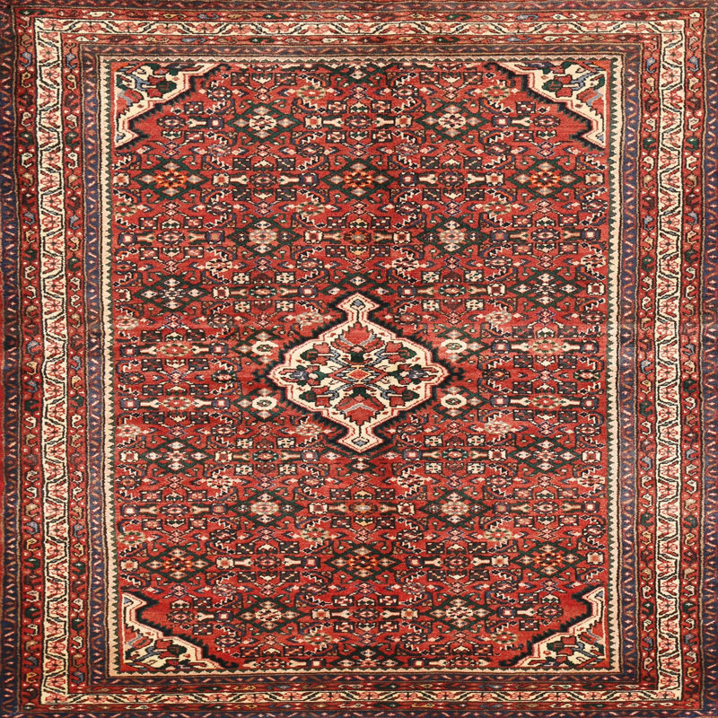 Tapis oriental brun / gris / rouge, Rond 3 pi