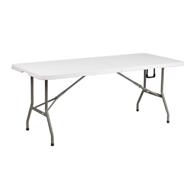 6" Rectangular Plastic Folding Event Table, Portable Banquet Table For Indoor/Outdoor Events, White