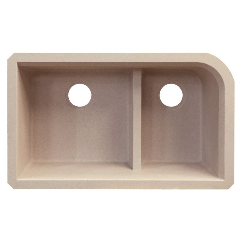 Radius 31.5'' L Double Bowl Kitchen Sink, Cafe Latte