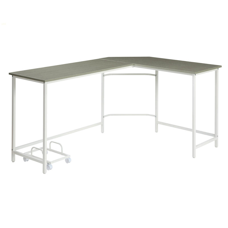 Bureau d'ordinateur en L gris et blanc