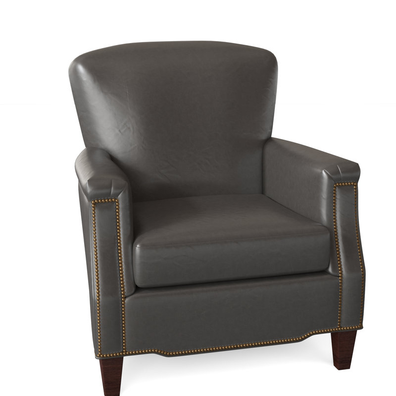 Vincent Armchair, Mahogany, French Natural, Empyrean Tweed Genuine Leather