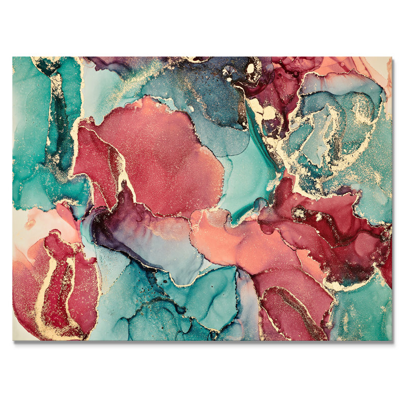 Bleu et mauve luxueux abstrait fluide X - peinture sur toile, H 12 po x l 20 po, Toile tendue