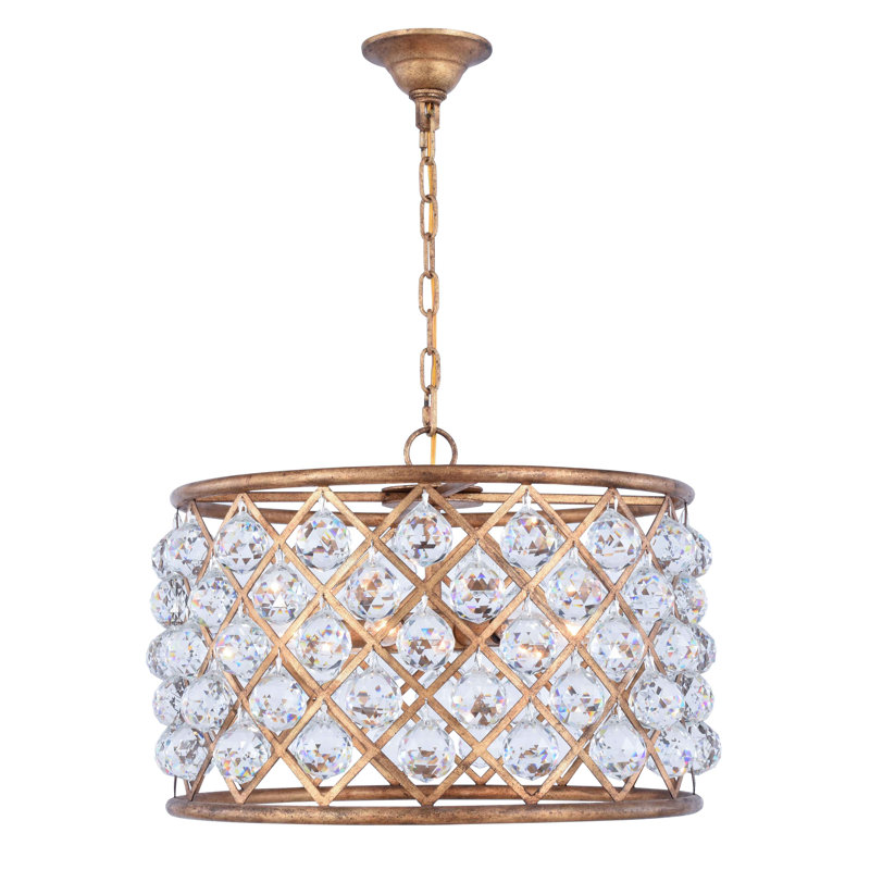 Swinney 6 - Light Dimmable Drum Chandelier, Crystal (Clear), Polished Nickel