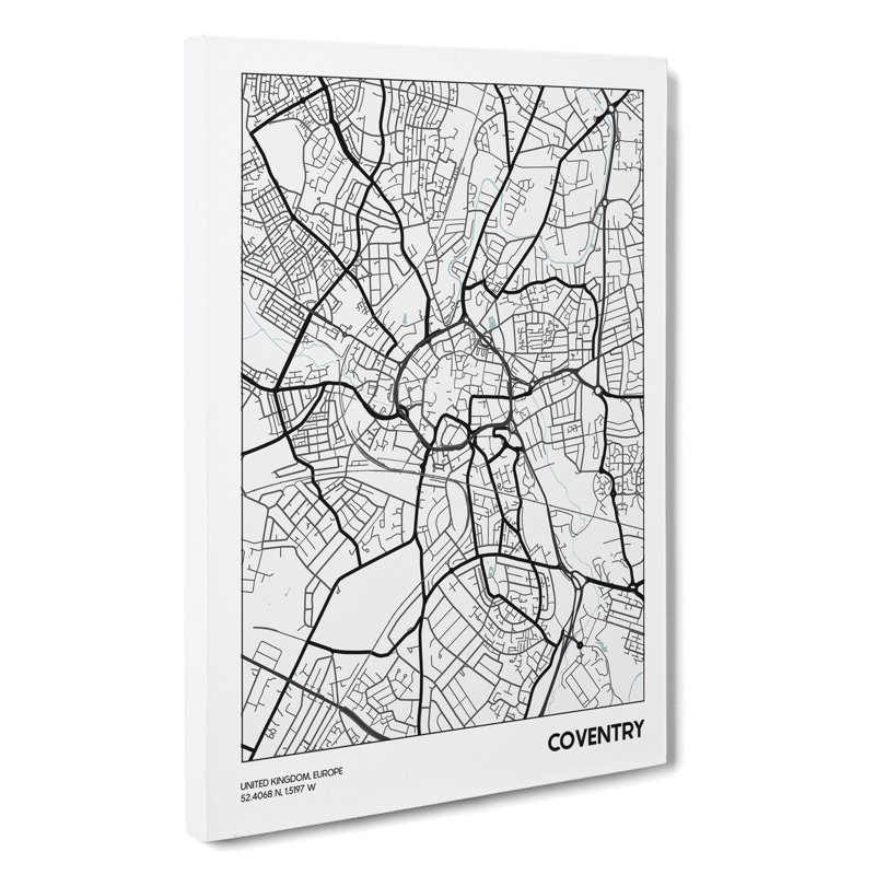 Map Coventry UK - Wrapped Canvas, 50cm H x 35cm W x 3cm D
