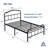 Amylia Twin 18-Inch Heavy Duty Noiseless Metal Platform Bed Frame with 44”Arched Headboard & Footboard, 1500LBS Support, Underbed Storage, Black-540552454