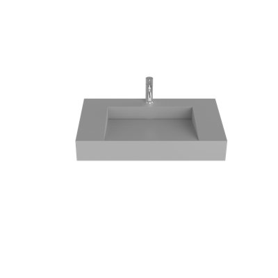 Badeloft 31.4" x 19.6" Stone Resin Wall Mounted Bathroom Sink WT-04-D-GGRY in Glossy Gray
