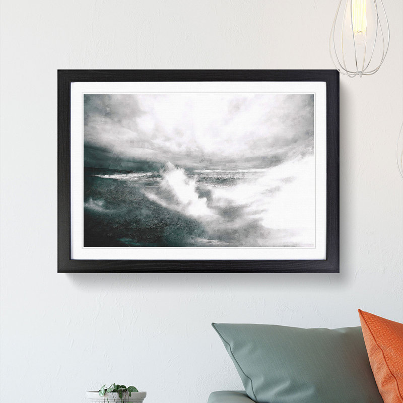Crashing Waves - Picture Frame Painting Print, Black Framed, 24cm H x 33cm W x 2cm D