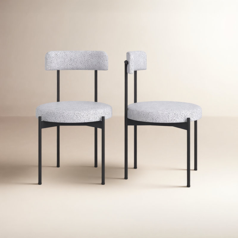 Liana 20'' H Boucle Upholstered Side Chair, Black/White