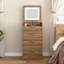 Meuble-lavabo 3 en 1 avec 3 tiroirs et tabouret roulant, meuble-lavabo compact avec miroir et lumières, petite coiffeuse moderne