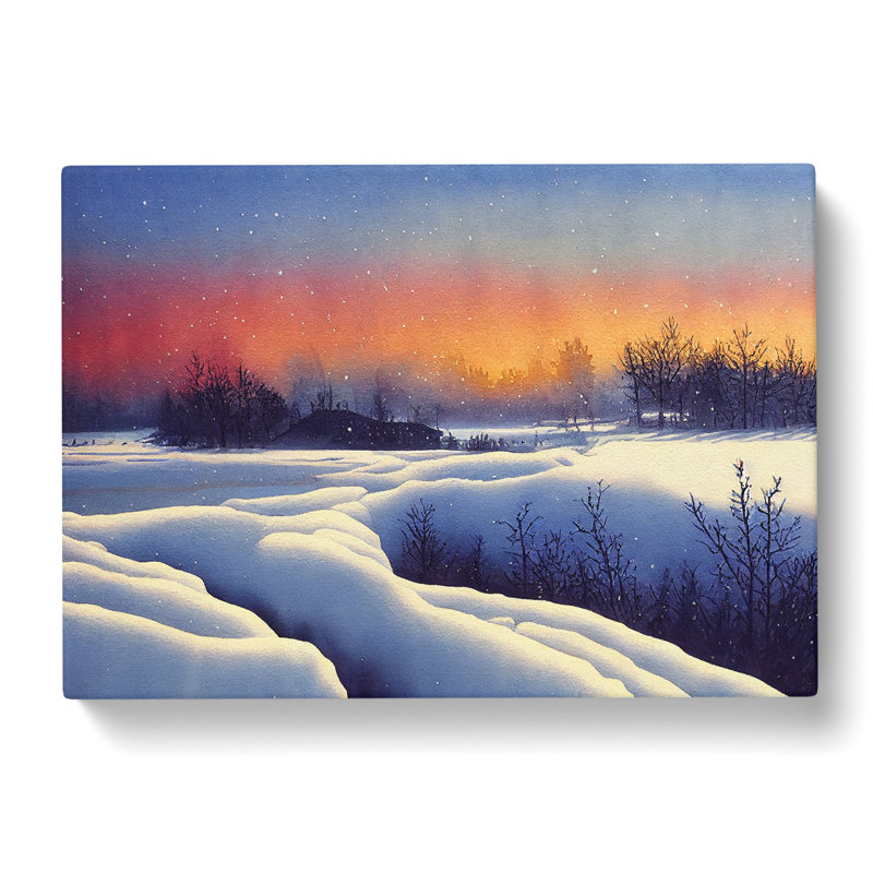 XXX-H1022-WF-10252X Winter Sunset Landscape Vol.3 - Wrapped Canvas Print, 35cm H x 50cm W x 3cm D