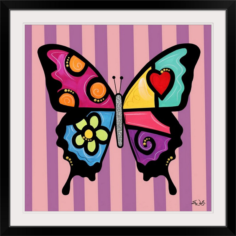 «Thaney Butterfly Flower» par Eric Waugh - impression d'art graphique, H 20 po x l 20 po x 1,5 po, Toile