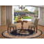 3 Piece Dinette Set for Small Spaces Contains a Round Dining Table with Pedestal and 2 Coffee Linen Fabric Parson Dining Chairs, Mahogany-2054518823-2121857892
