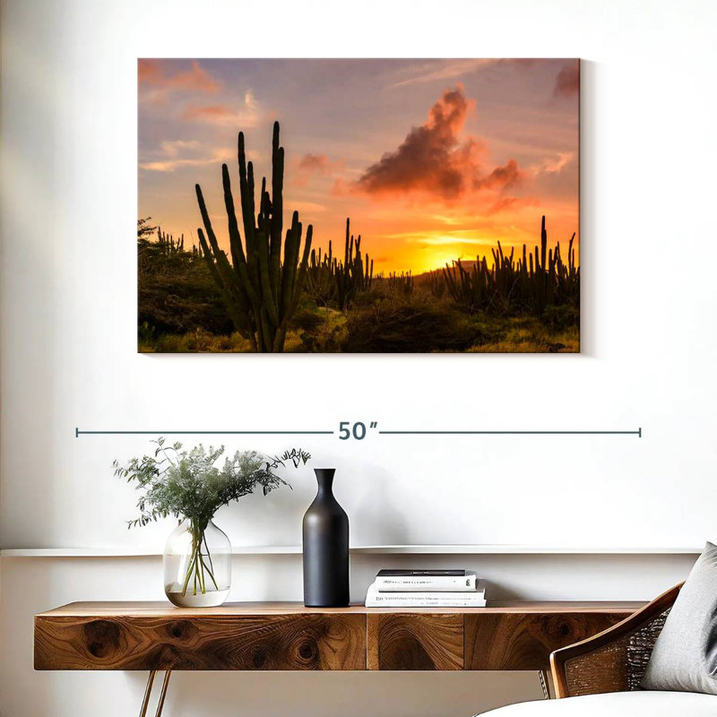 Harnek cactus coucher de soleil, H 26 po x l 39 po