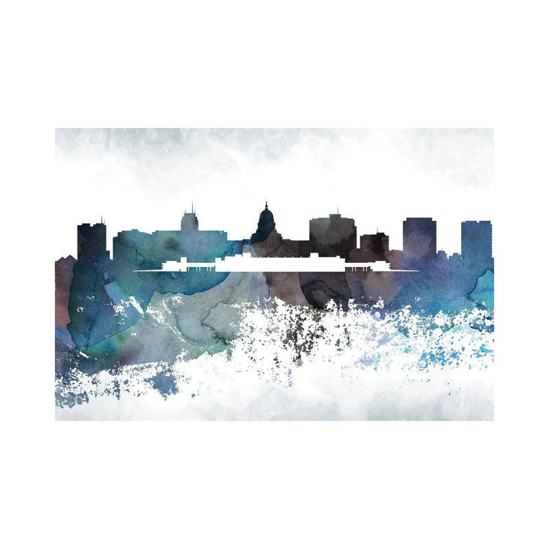 Madison Bluish Skyline by WallDecorAddict - Wrapped Canvas Print, 20.32cm H x 30.48cm W x 1.91cm D